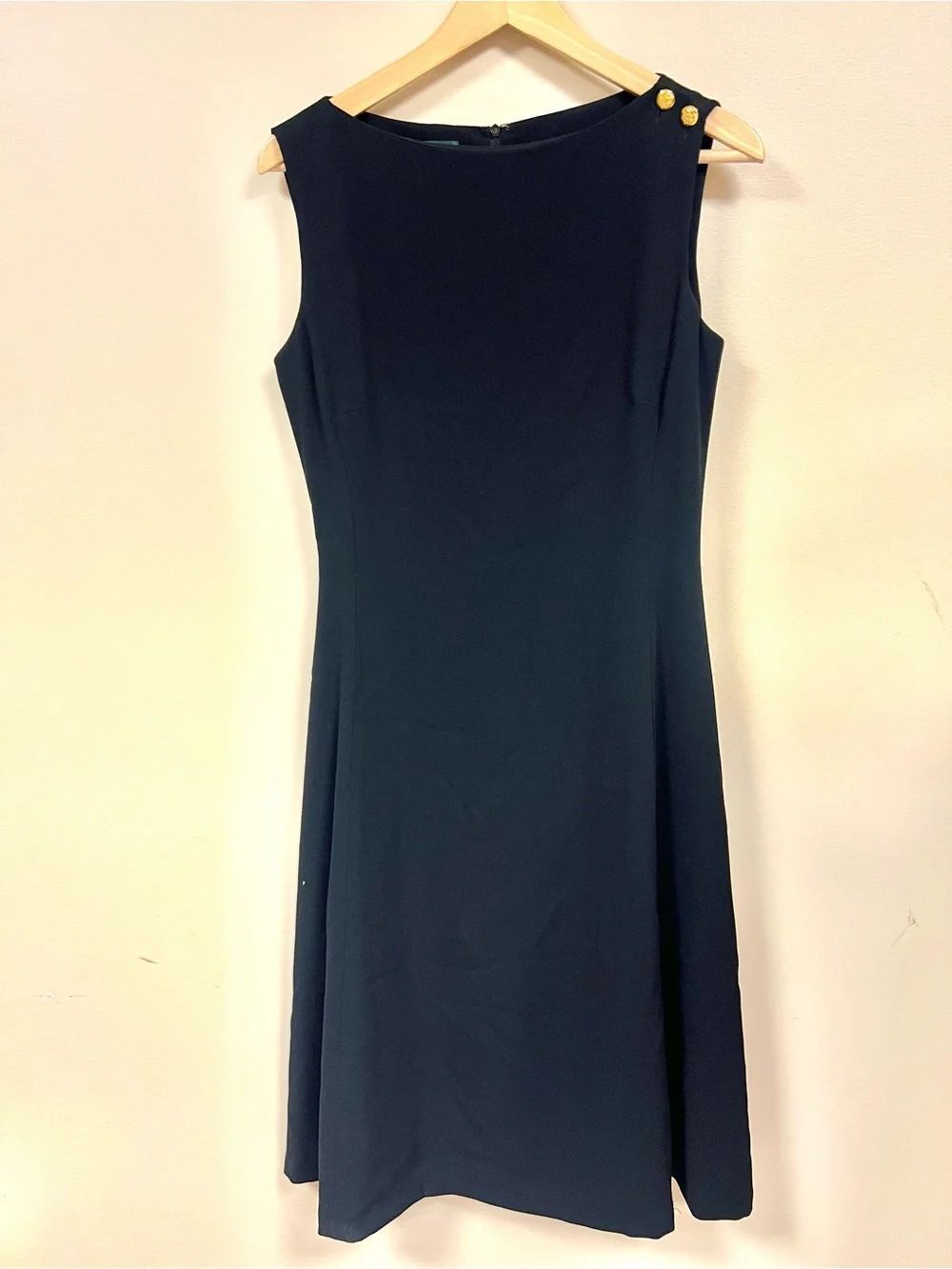Ralph Lauren  Sleeveless black Dress with Gold Button Detail Sz 8
